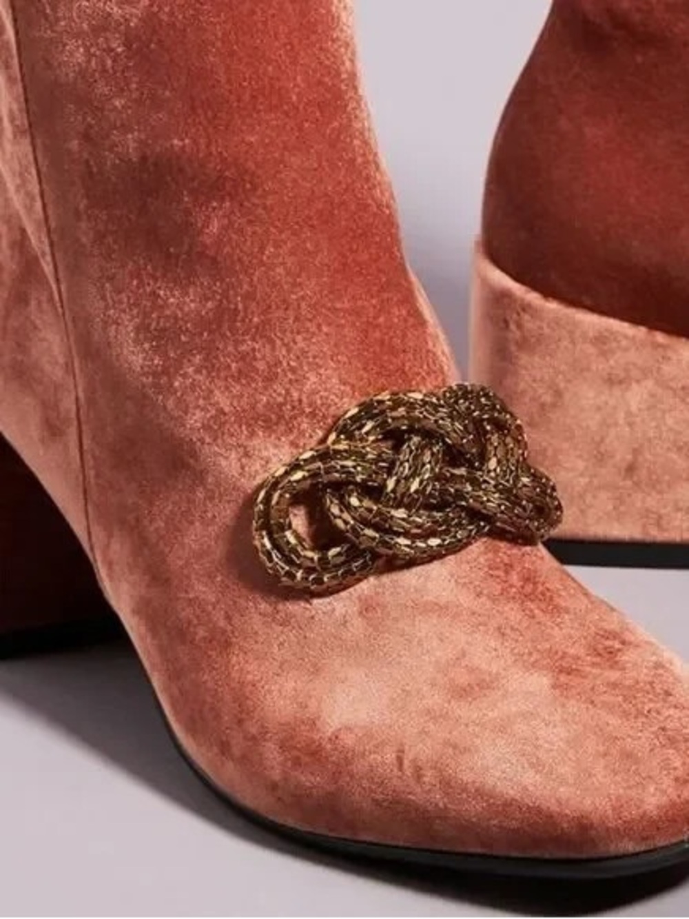 Anthropologie Stevie Velvet Chain Ankle Boots - Picture 3 of 9